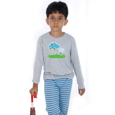 Grey Full Sleeve Boys Pyjama - Honey Bee
